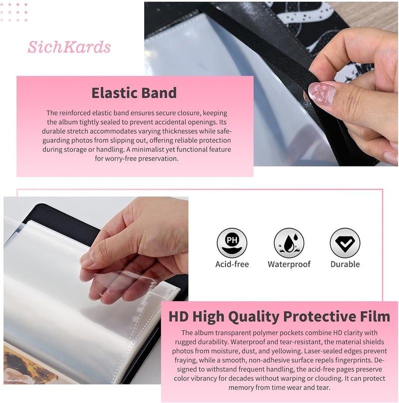 SichKards Photo Album 4x6-120 Photos Capacity,PU Leather Cover with Elastic Band,High Definition Waterproof PP Pages for Family Wedding Anniversary Baby Record,Eagle American Flag - Image 5